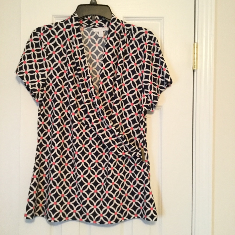 Charter Club XL Cap sleeves, blue, peach and white